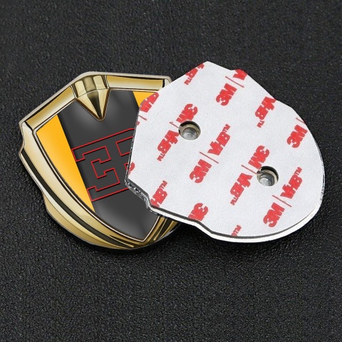 Bugatti Emblem Fender Badge Gold Yellow Print Red Outline Edition