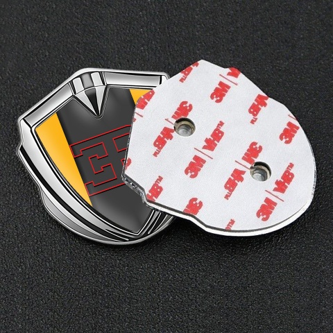 Bugatti Emblem Fender Badge Silver Yellow Print Red Outline Edition