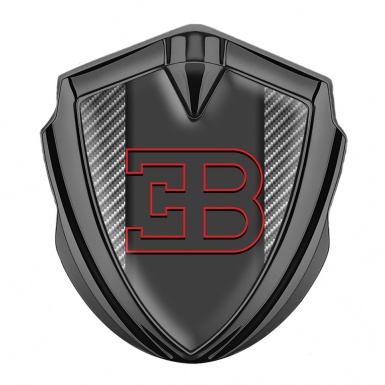 Bugatti Metal Emblem Self Adhesive Graphite Light Carbon Red Outline Edition