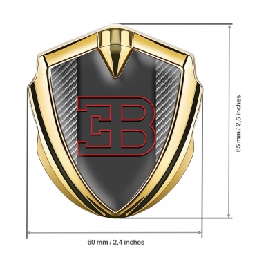 Bugatti Metal Emblem Self Adhesive Gold Light Carbon Red Outline Edition