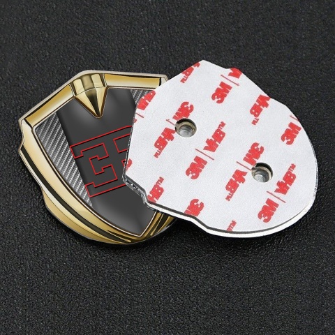 Bugatti Metal Emblem Self Adhesive Gold Light Carbon Red Outline Edition