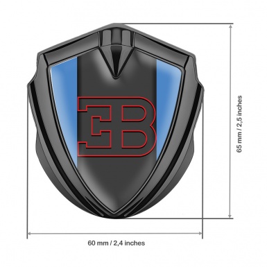Bugatti Emblem Trunk Badge Graphite Blue Base Red Outline Edition