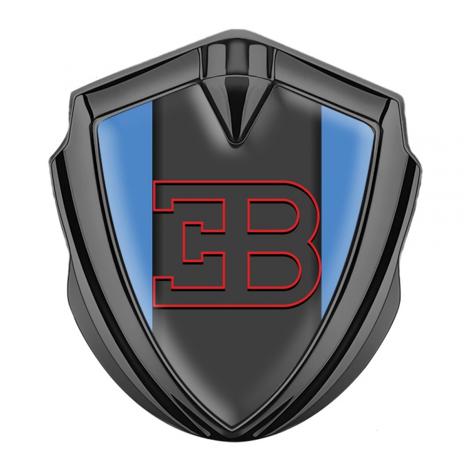 Bugatti Emblem Trunk Badge Graphite Blue Base Red Outline Edition