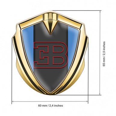 Bugatti Emblem Trunk Badge Gold Blue Base Red Outline Edition