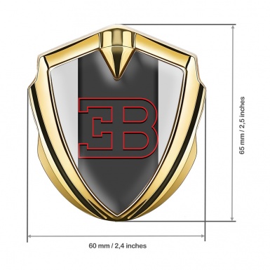 Bugatti Emblem Self Adhesive Gold Grey Frame Red Outline Edition