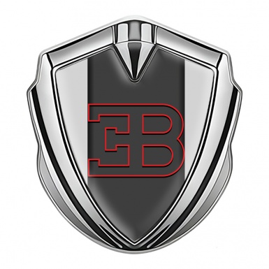 Bugatti Emblem Self Adhesive Silver Grey Frame Red Outline Edition