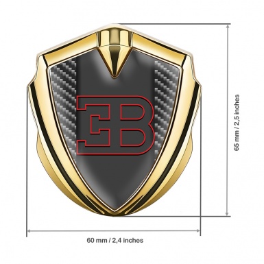 Bugatti Metal Emblem Badge Gold Dark Carbon Red Outline Logo