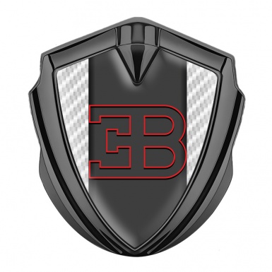 Bugatti Domed Emblem Badge Graphite White Carbon Red Outline Logo