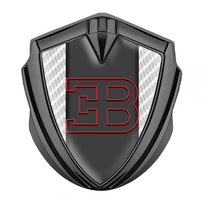 Bugatti Domed Emblem Badge Graphite White Carbon Red Outline Logo