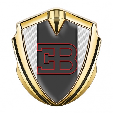 Bugatti Domed Emblem Badge Gold White Carbon Red Outline Logo