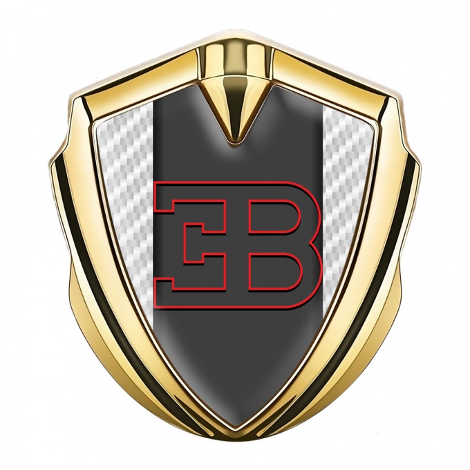 Bugatti Domed Emblem Badge Gold White Carbon Red Outline Logo