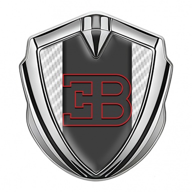 Bugatti Domed Emblem Badge Silver White Carbon Red Outline Logo