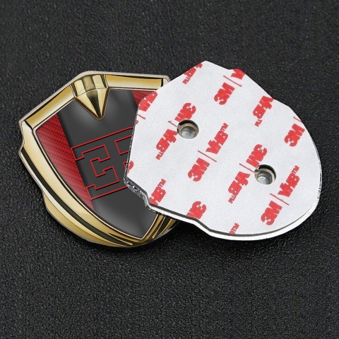 Bugatti Emblem Ornament Badge Gold Red Carbon Outline Logo Edition