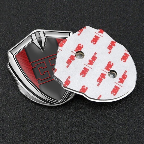 Bugatti Emblem Ornament Badge Silver Red Carbon Outline Logo Edition