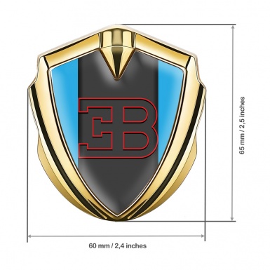 Bugatti Emblem Metal Badge Gold Glacial Blue Red Logo Edition
