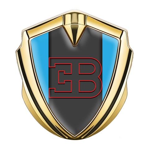 Bugatti Emblem Metal Badge Gold Glacial Blue Red Logo Edition