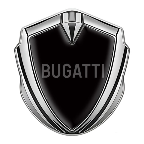 Bugatti 3d Emblem Badge Silver Black Background Grey Logo Design