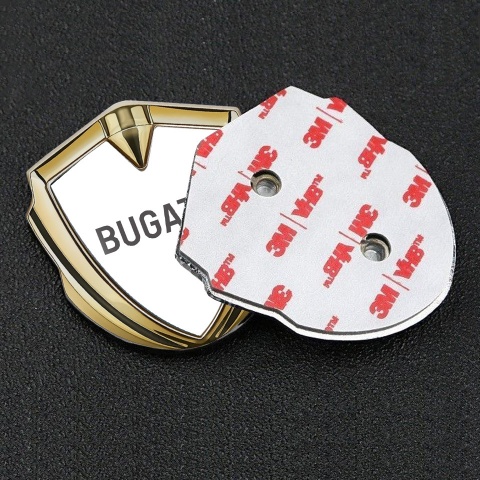 Bugatti Silicon Emblem Badge Gold White Background Grey Logo Design