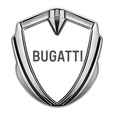 Bugatti Silicon Emblem Badge Silver White Background Grey Logo Design