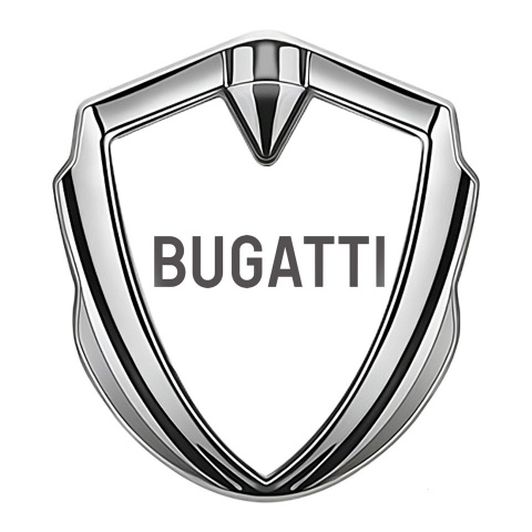 Bugatti Silicon Emblem Badge Silver White Background Grey Logo Design