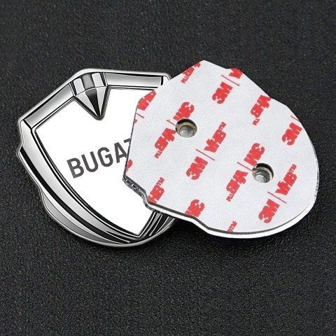 Bugatti Silicon Emblem Badge Silver White Background Grey Logo Design