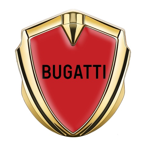 Bugatti Emblem Car Badge Gold Red Background Grey Logo Design