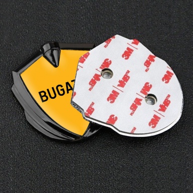 Bugatti Emblem Silicon Badge Graphite Yellow Background Grey Logo Design