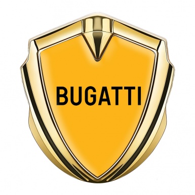 Bugatti Emblem Silicon Badge Gold Yellow Background Grey Logo Design