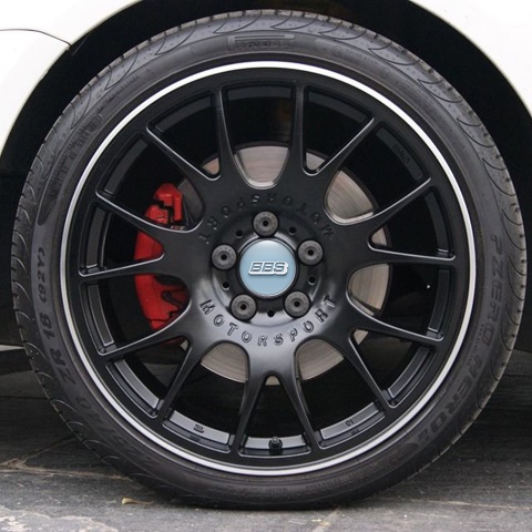 BBS Center Hub Dome Stickers Baby Blue Line
