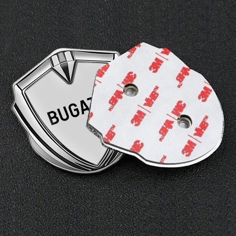 Bugatti Emblem Badge Self Adhesive Silver Moon Grey Black Logo Design