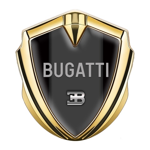 Bugatti Fender Emblem Badge Gold Black Frame Grey Logo Design