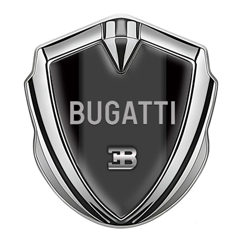 Bugatti Fender Emblem Badge Silver Black Frame Grey Logo Design