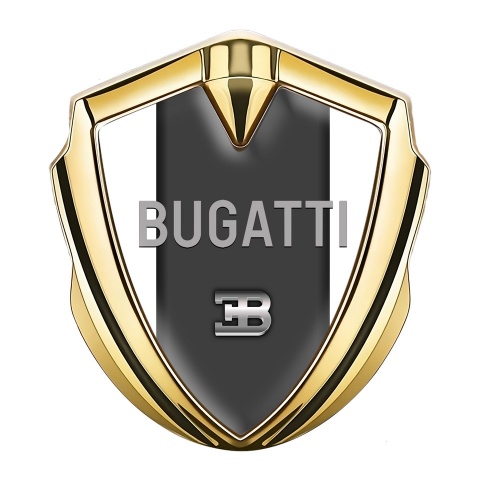 Bugatti Emblem Trunk Badge Gold White Frame Grey Logo Design