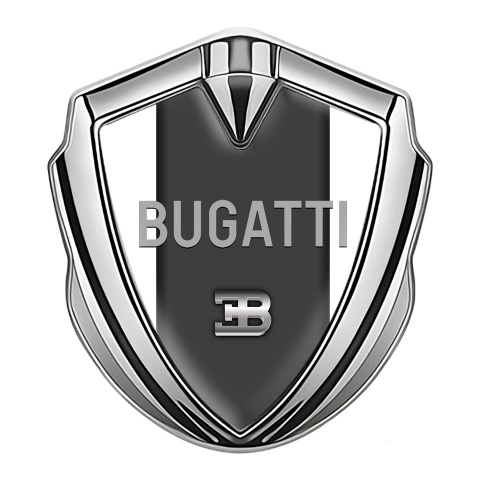 Bugatti Emblem Trunk Badge Silver White Frame Grey Logo Design