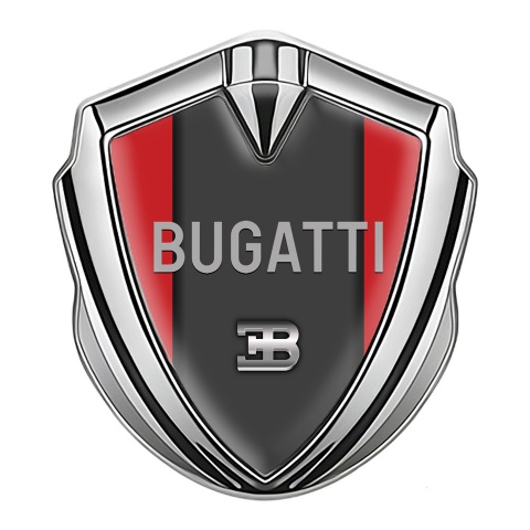 Bugatti Emblem Self Adhesive Silver Red Frame Grey Logo Design