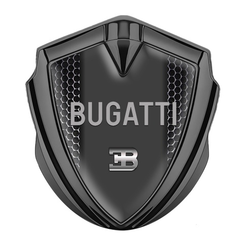 Bugatti Domed Emblem Badge Graphite Dark Mesh Grey Logo Design