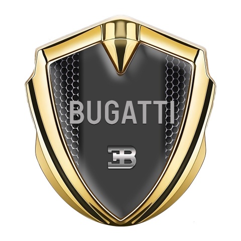 Bugatti Domed Emblem Badge Gold Dark Mesh Grey Logo Design