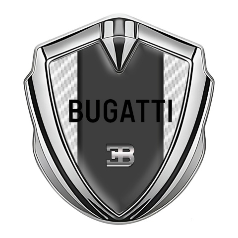 Bugatti Emblem Metal Badge Silver White Carbon Grey Logo Edition