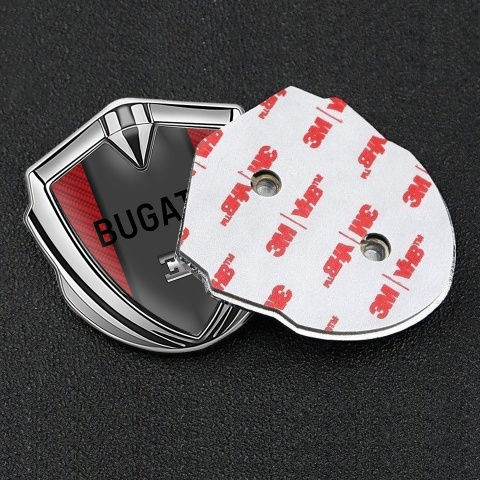 Bugatti 3d Emblem Badge Silver Red Carbon Grey Logo Edition