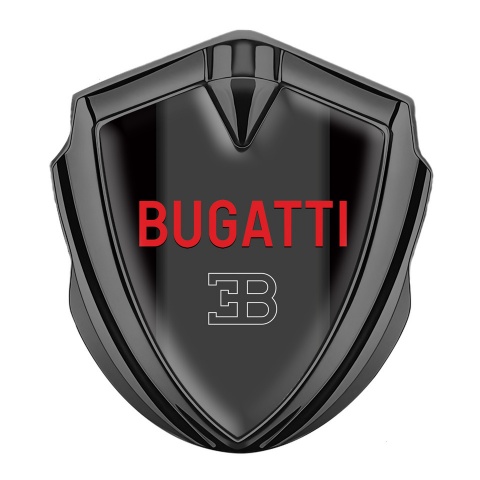 Bugatti Silicon Emblem Badge Graphite Black Base Crimson Logo Design