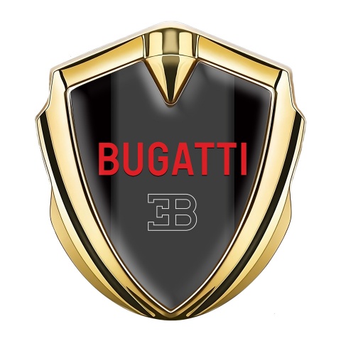 Bugatti Silicon Emblem Badge Gold Black Base Crimson Logo Design