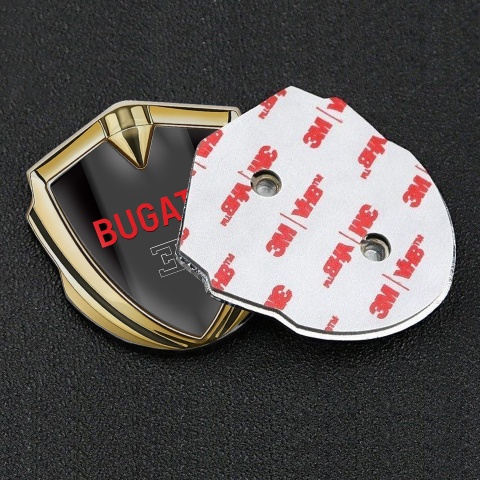 Bugatti Silicon Emblem Badge Gold Black Base Crimson Logo Design