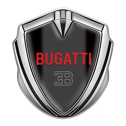 Bugatti Silicon Emblem Badge Silver Black Base Crimson Logo Design