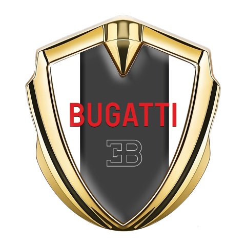 Bugatti Emblem Car Badge Gold White Frame Crimson Logo Edition