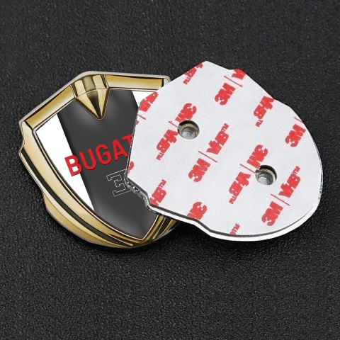 Bugatti Emblem Car Badge Gold White Frame Crimson Logo Edition