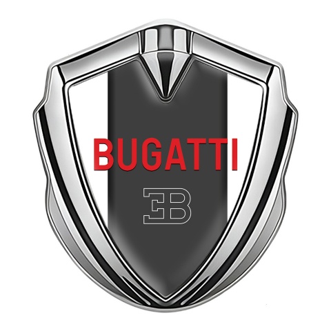 Bugatti Emblem Car Badge Silver White Frame Crimson Logo Edition