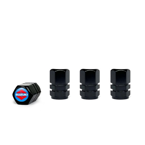 Suzuki Valve Steam Caps Black 4 pcs Blue S Logo