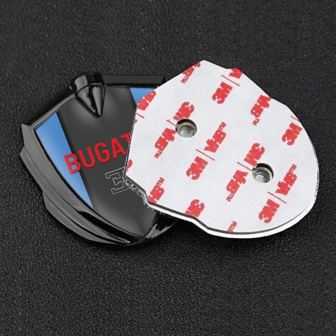 Bugatti Badge Self Adhesive Graphite Blue Frame Crimson Logo Variant