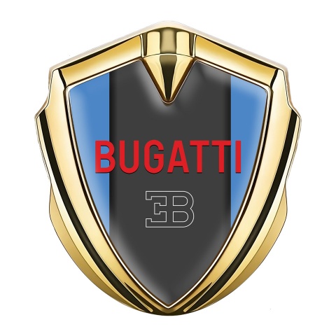 Bugatti Badge Self Adhesive Gold Blue Frame Crimson Logo Variant