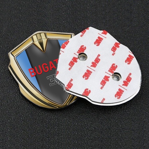 Bugatti Badge Self Adhesive Gold Blue Frame Crimson Logo Variant